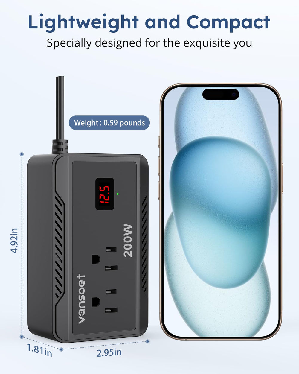 Vansoet dual USB-C and USB-A ports for multiple devices.