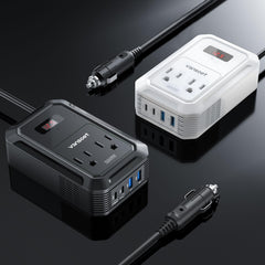 Vansoet inverter back panel with ports for fast charging on the go.