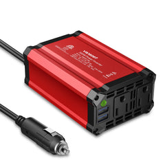 Vansoet 300W inverter front view powering devices on the go.