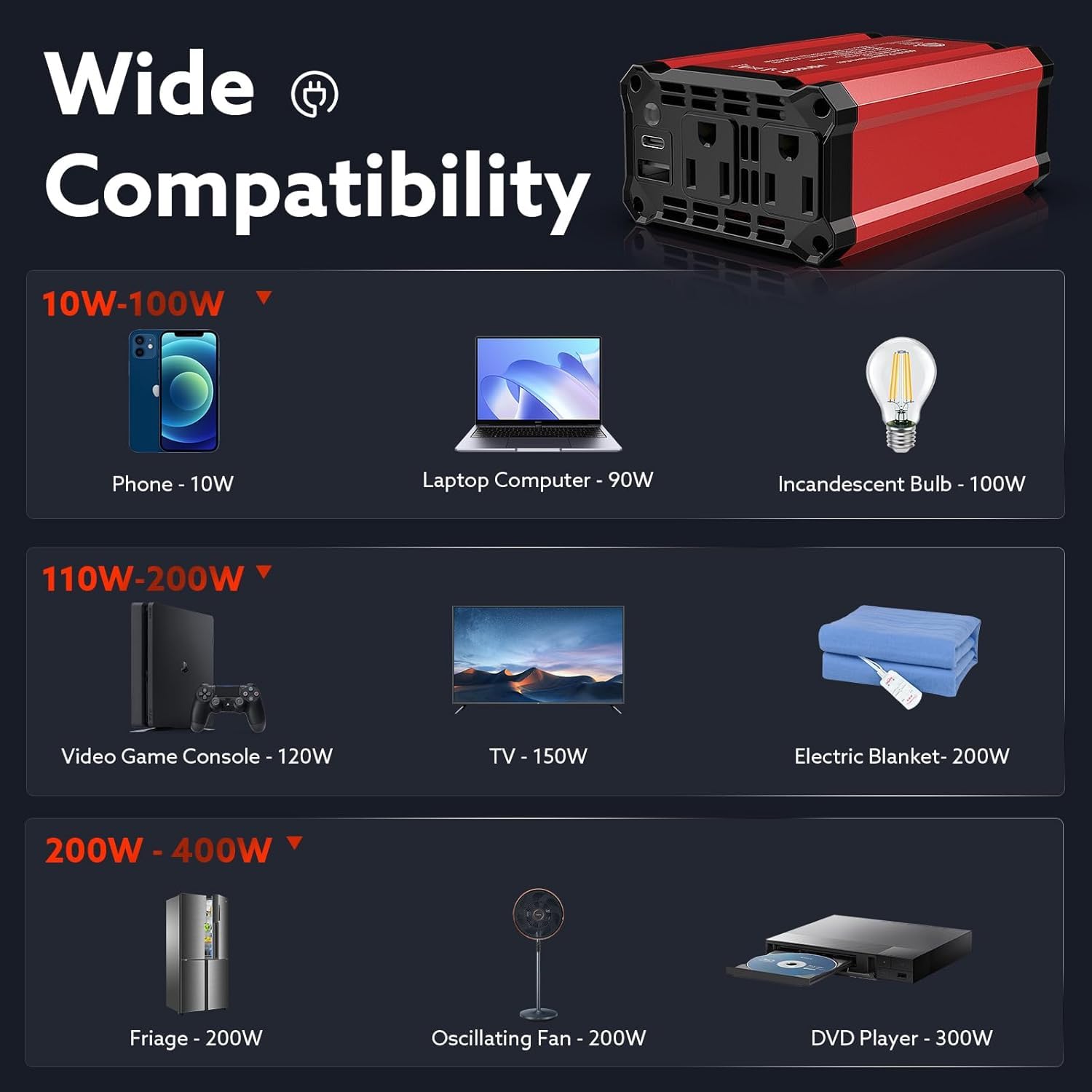 Vansoet 400W car inverter quiet cooling fan reducing noise