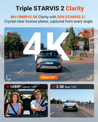 VANTRUE rear camera rotated 360 degrees for flexible monitoring