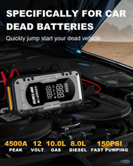 VANXIPOW air compressor inflating tires with clear digital readout