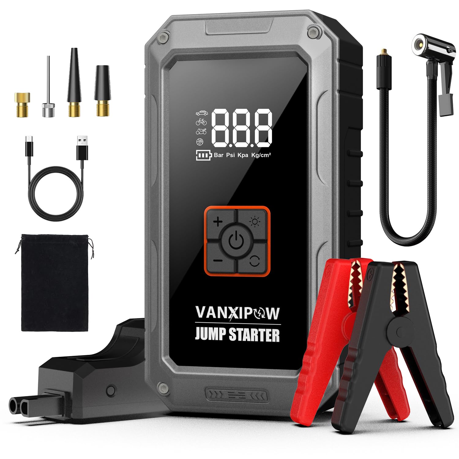 VANXIPOW M1 car jump starter delivering a powerful engine boost for gasoline and diesel engines