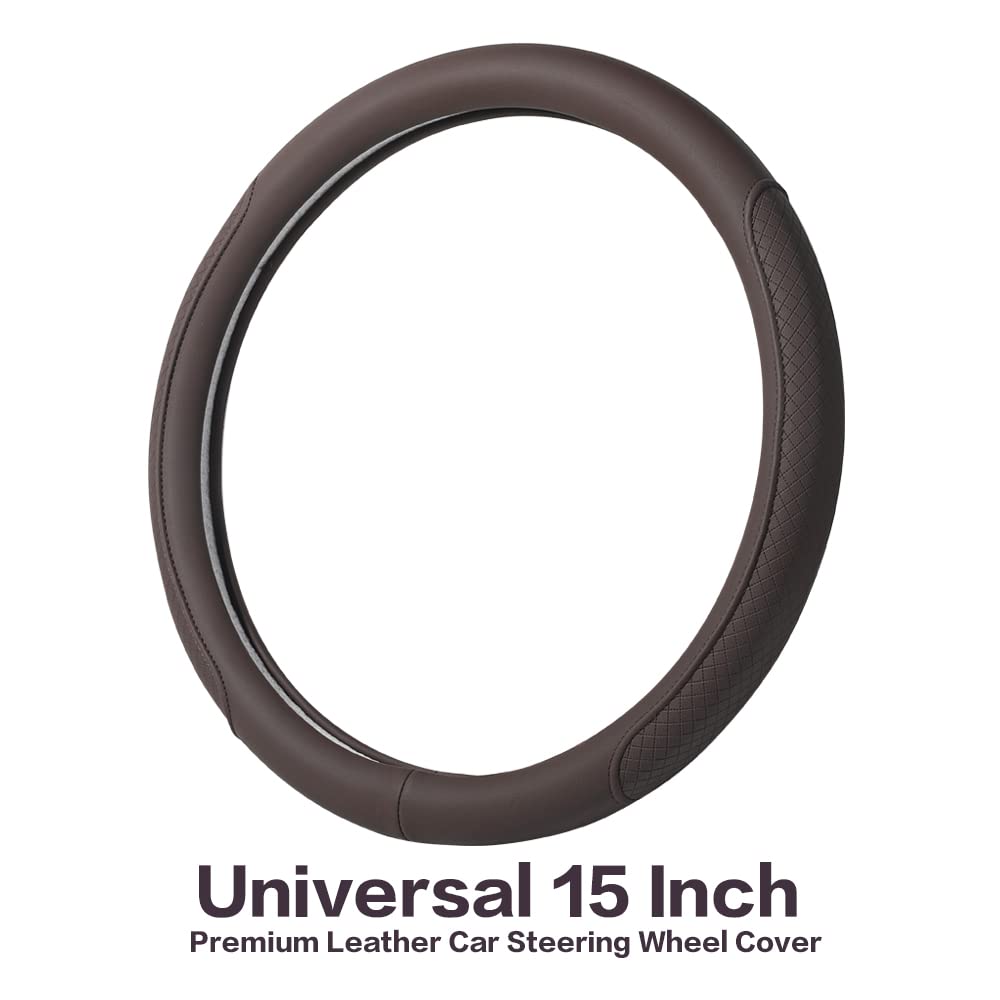 VARGTR steering wheel cover in coffee color highlighting breathable anti-slip surface