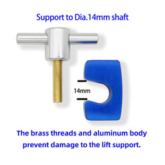 VASTOOLS brass-threaded clamp detail prevents wear on supports