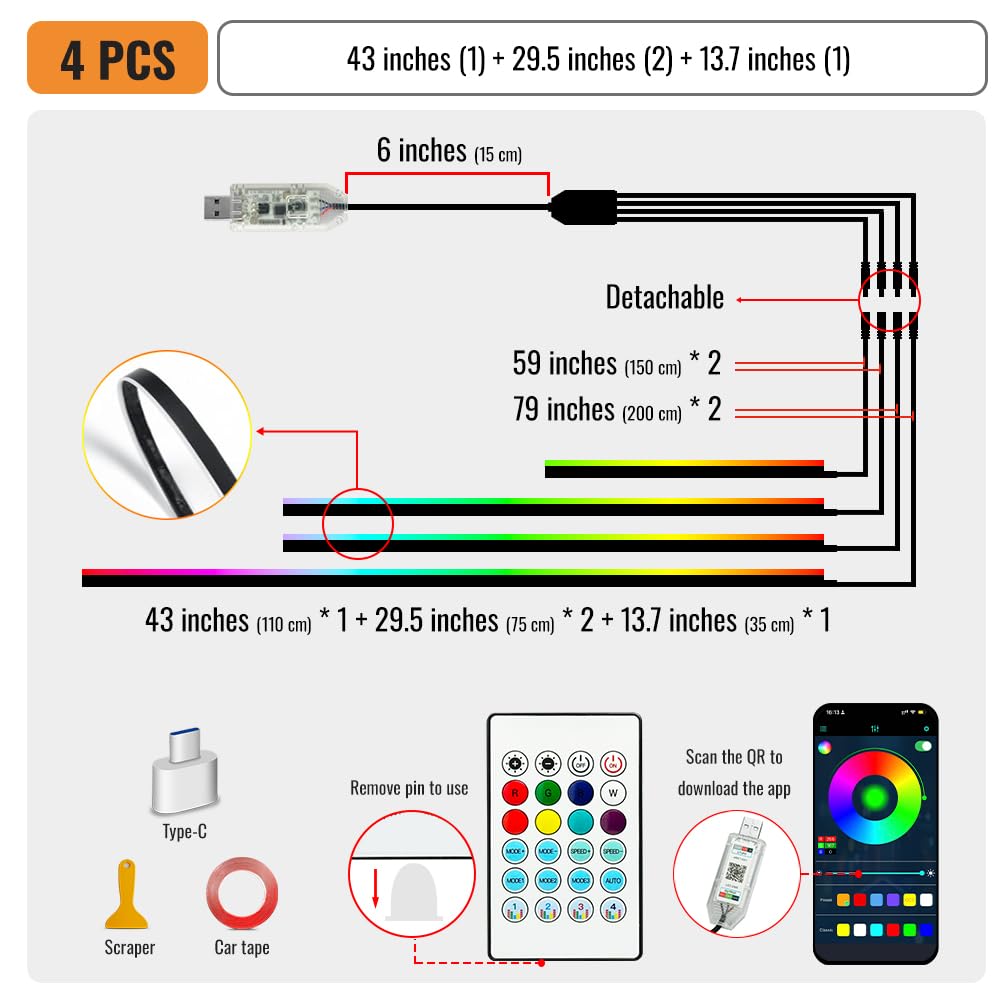 VAUNGIUG remote control enables quick color and brightness adjustments.