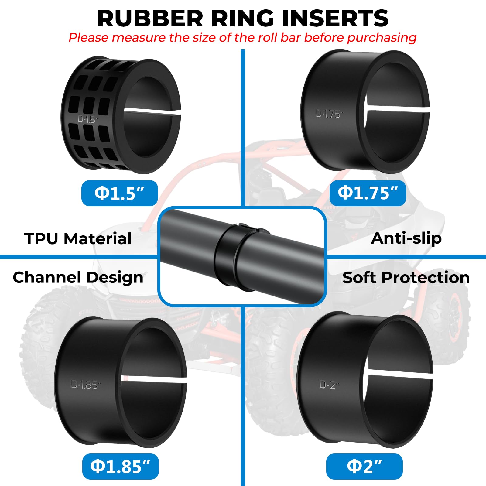 VAZESWIN roll cage clamp with anti-slip rubber inserts.