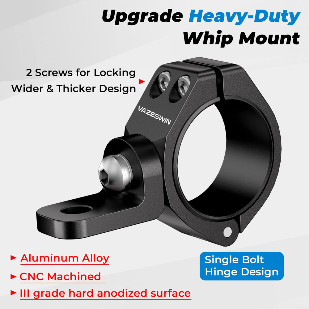 VAZESWIN UTV flag mount with 360° rotation for flexible setup.