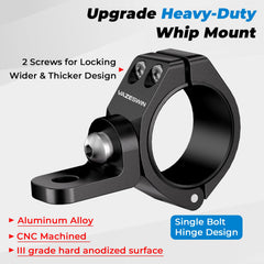 VAZESWIN UTV flag mount with 360° rotation for flexible setup.