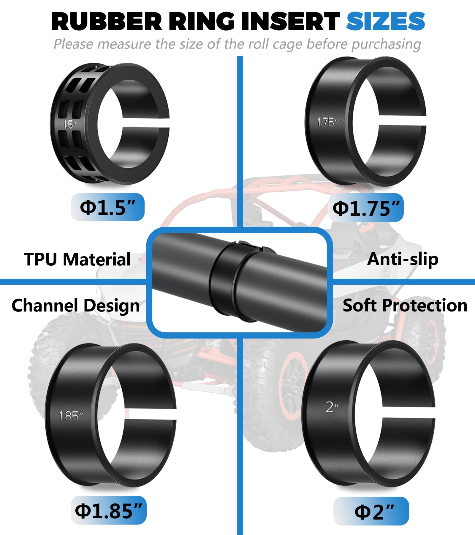 VAZESWIN anti-slip rubber inserts ensure a snug fit on various roll bars