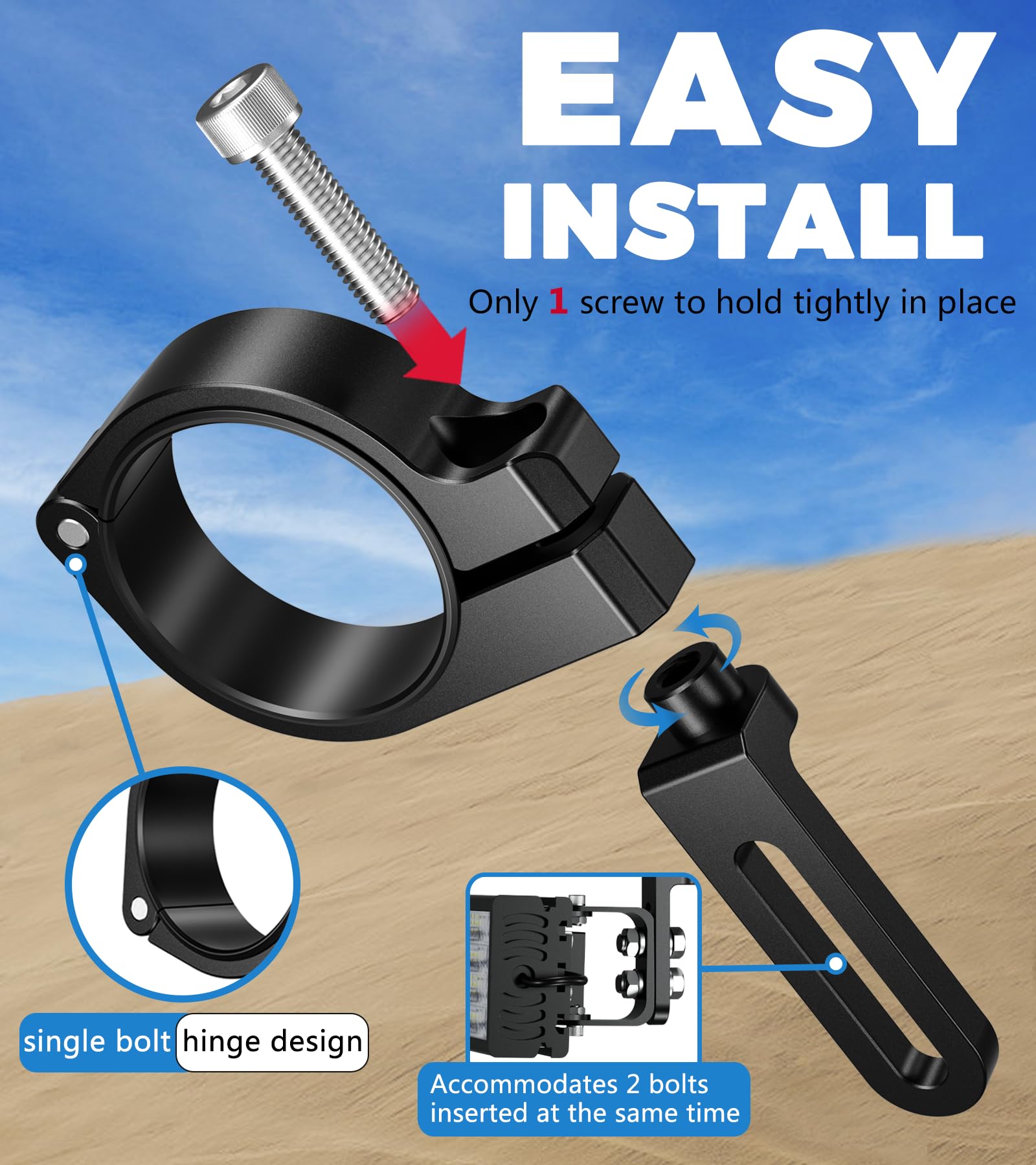 VAZESWIN wide-adjustment-range design fits various light bars securely