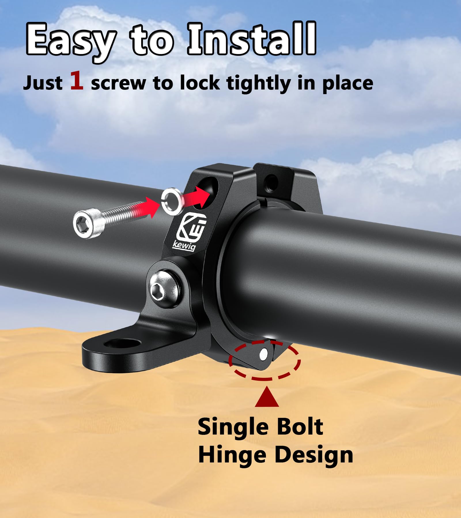 VAZESWIN 6061-T6 aluminum UTV mount on roll bar for durability.