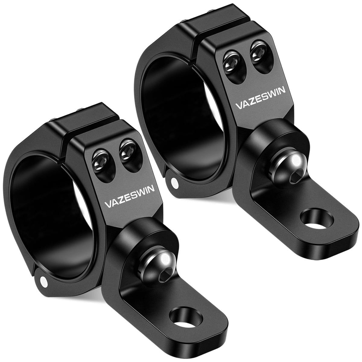 VAZESWIN UTV whip light mount front view in rugged aluminum finish.