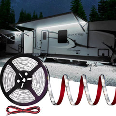Vbakor 25ft RV underglow strip illuminates the exterior for safer nighttime visibility
