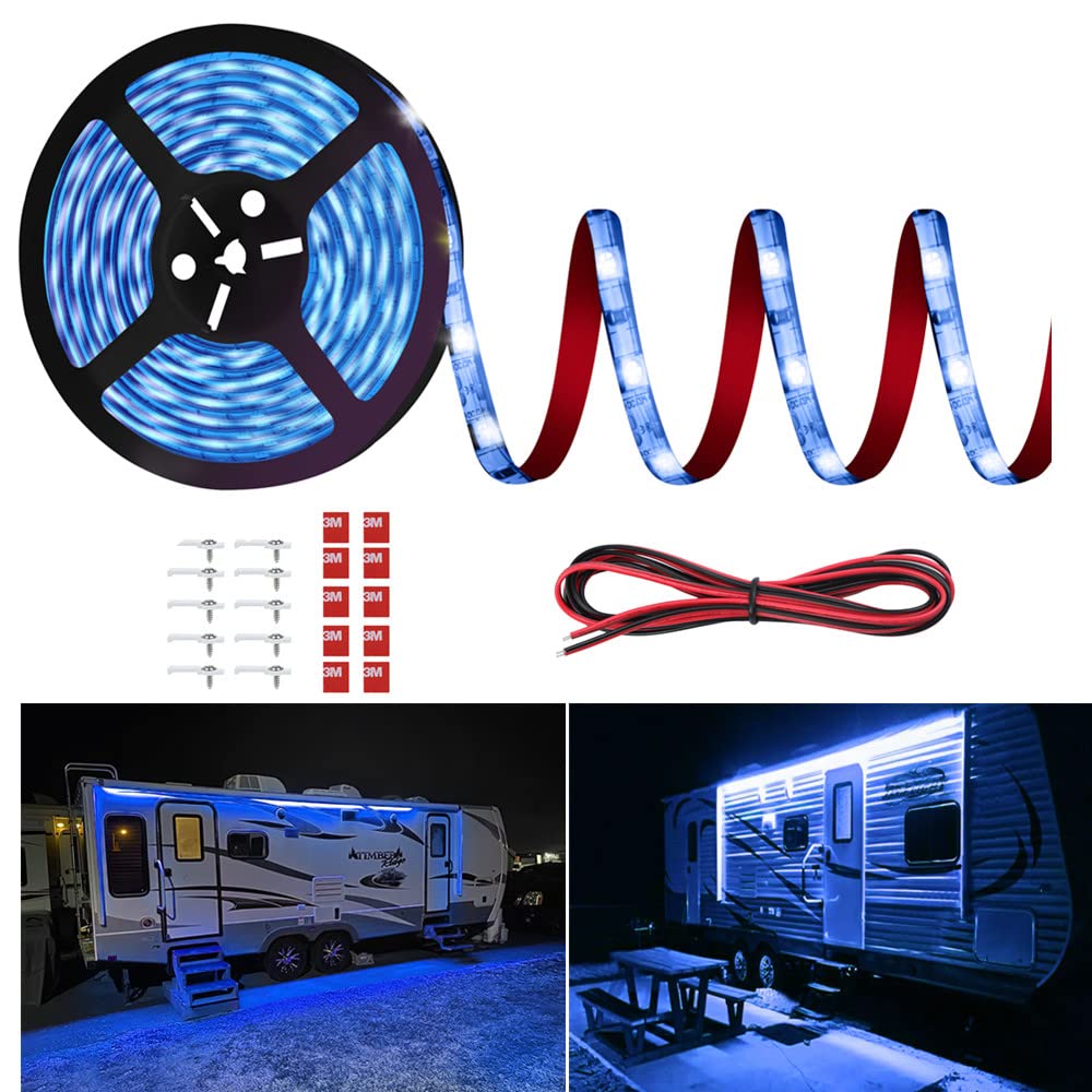 Vbakor RV awning lights on a 20ft strip for outdoor ambiance at the campsite
