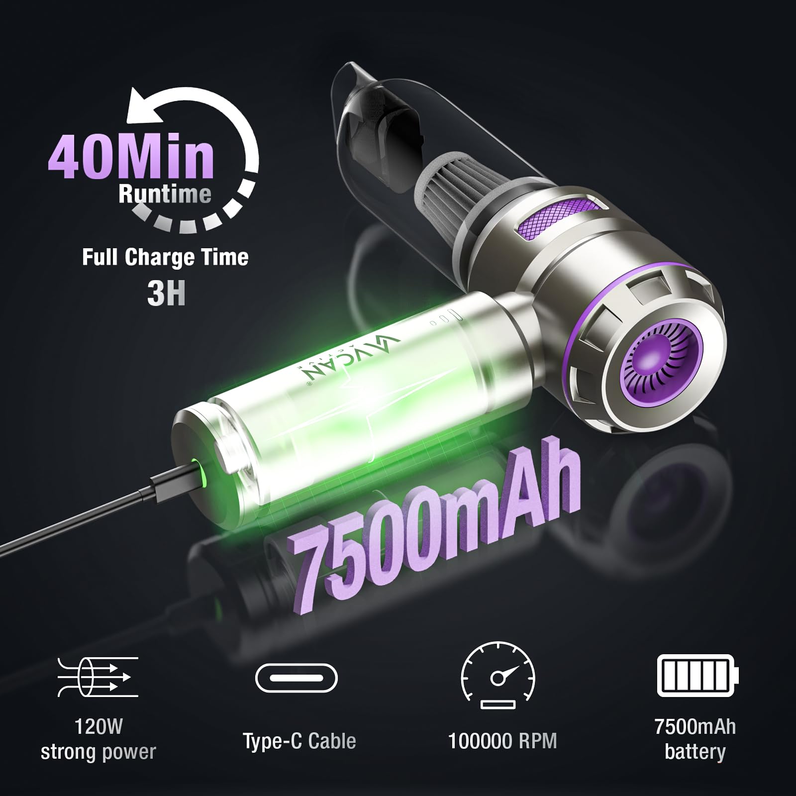 VCAN ACTIVE lightweight handheld vacuum fits in a trunk for on-the-go cleaning