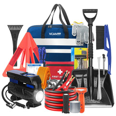 VCANENERGY car emergency kit with digital air compressor for precise tire inflation