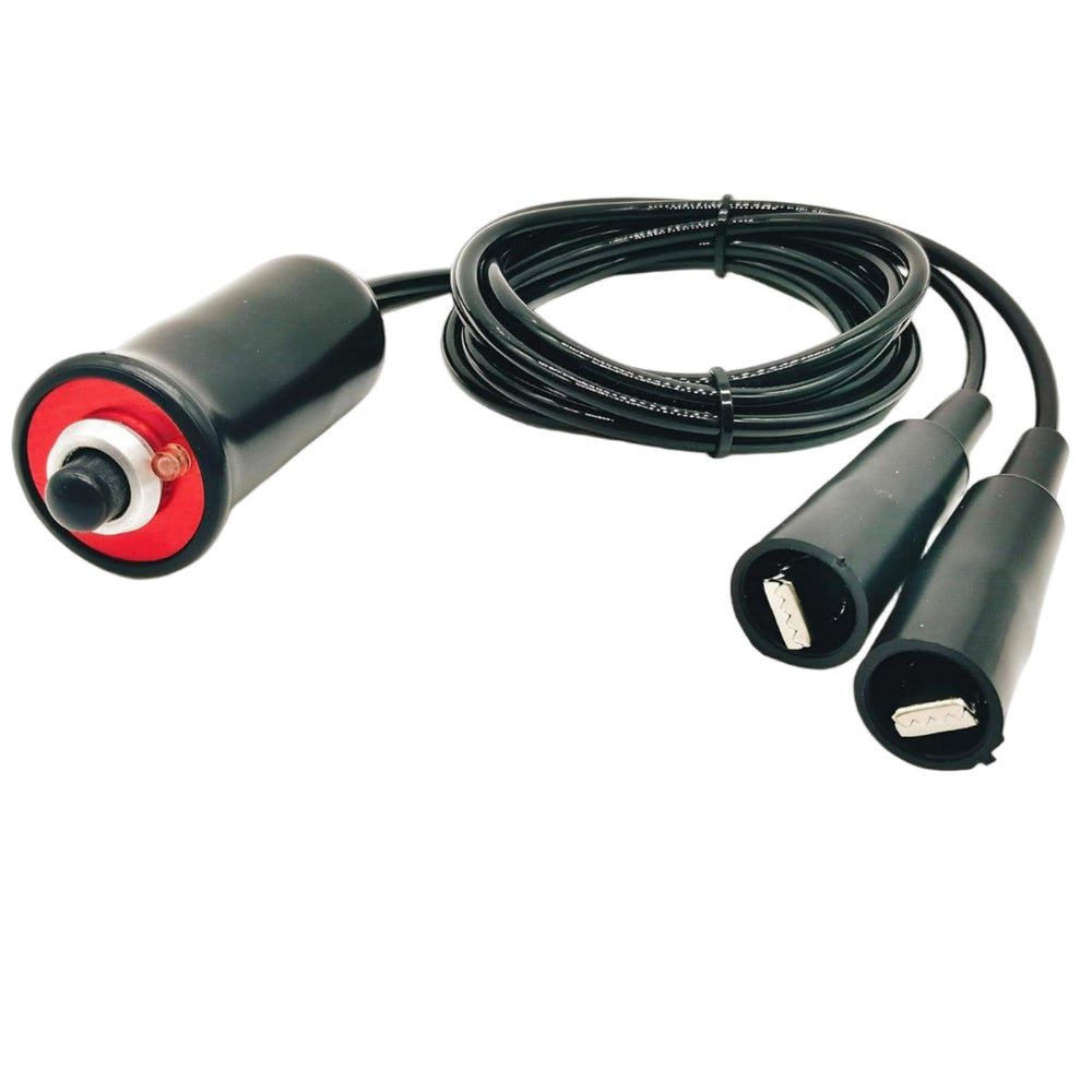 VCC heavy-duty remote starter switch front view with push button and rugged housing.