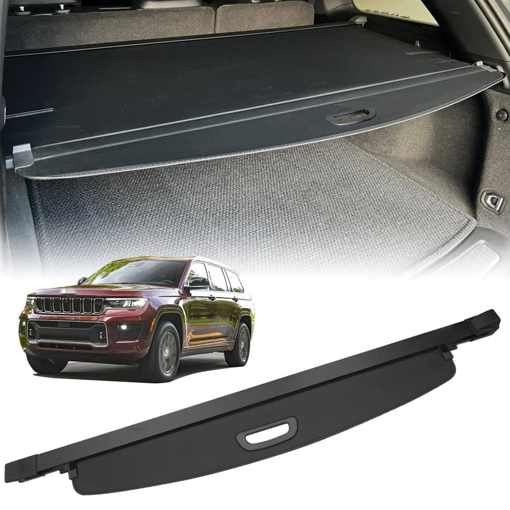 VeCarTech rear cargo shade fitted on Jeep Grand Cherokee provides privacy and UV protection.
