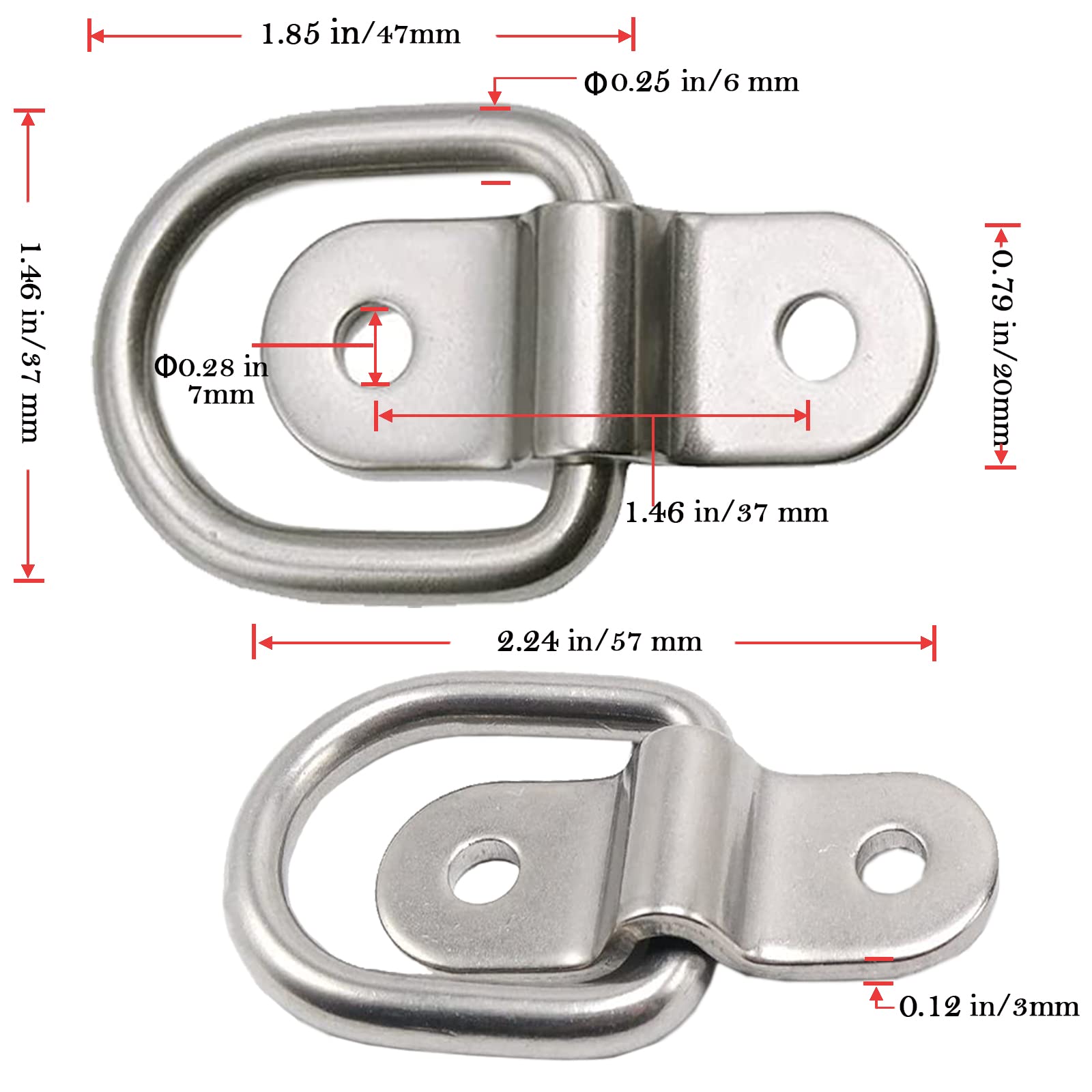 VEEBELL D ring brackets with screws included for quick mounting