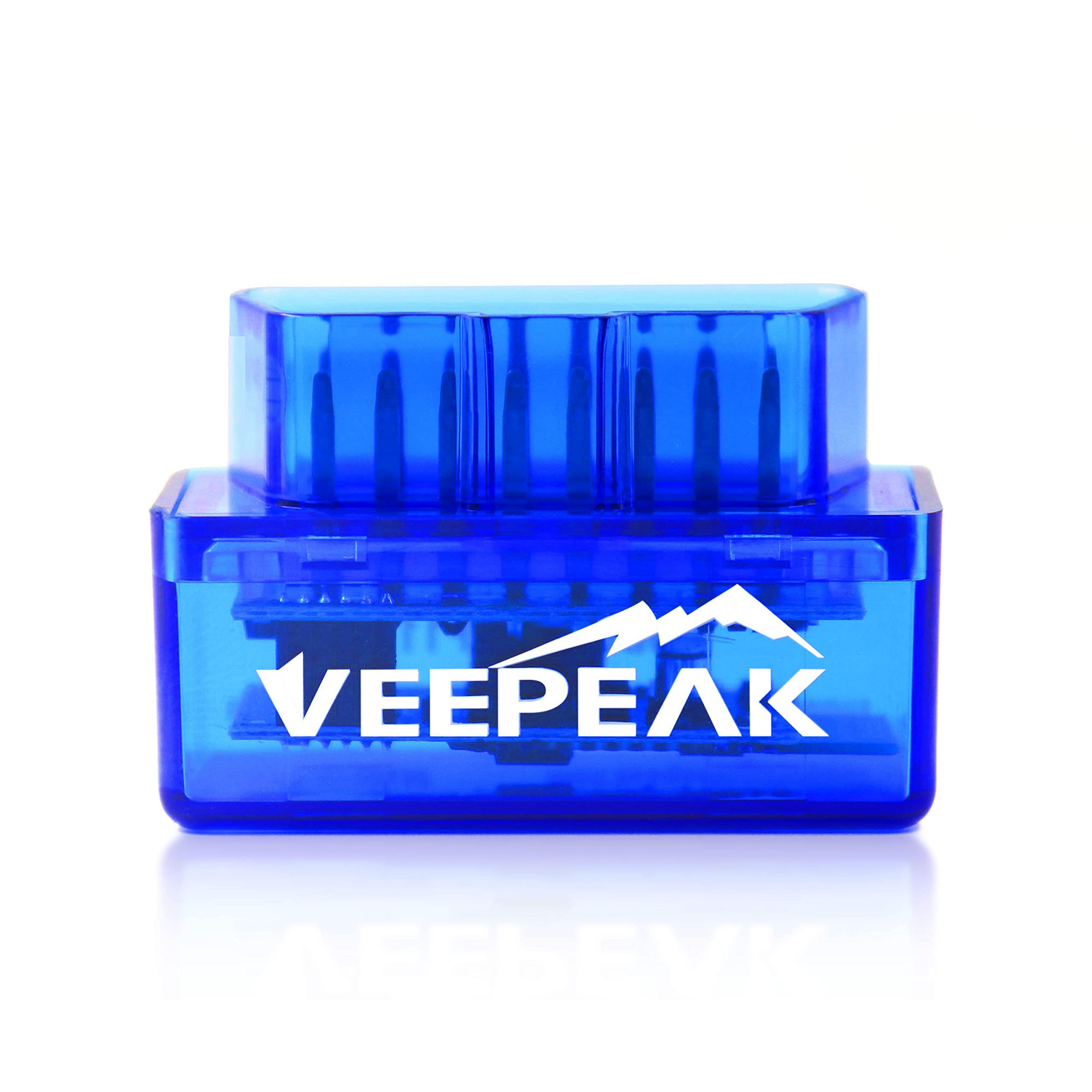 Veepeak Mini OBD2 scanner connected to Android device for diagnostics.