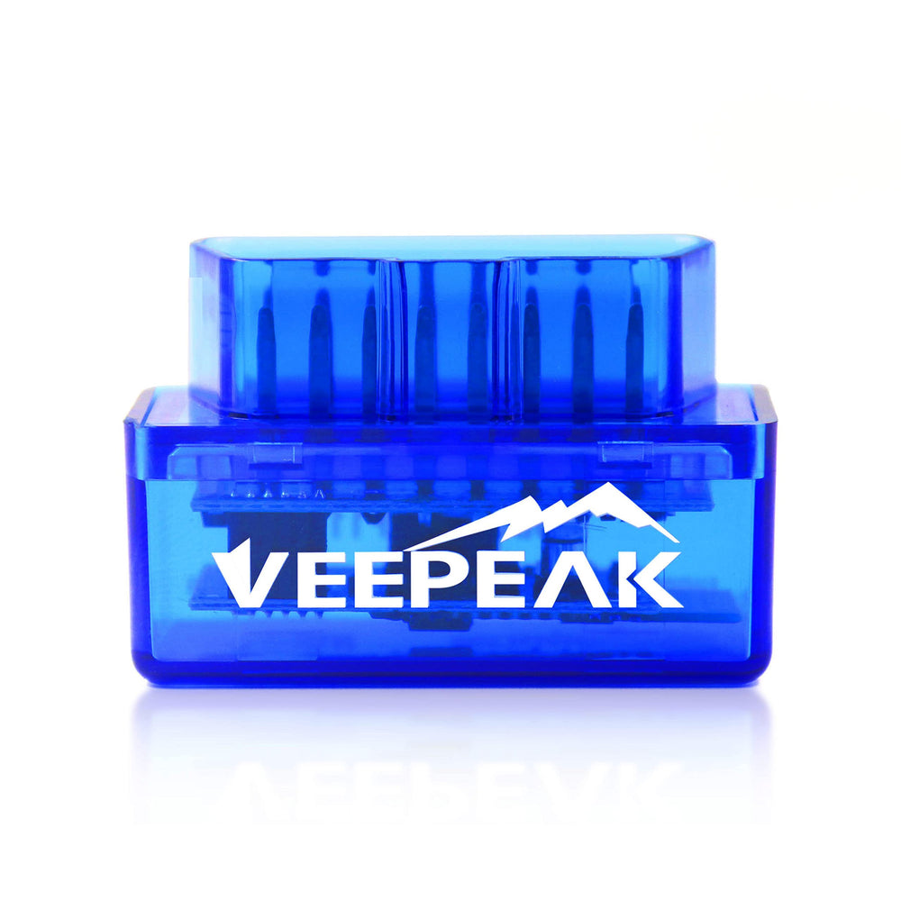 Veepeak Mini OBD2 scanner connected to Android device for diagnostics.