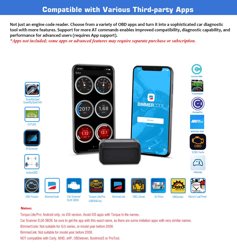 Veepeak OBDCheck connected to iOS for wireless engine checks