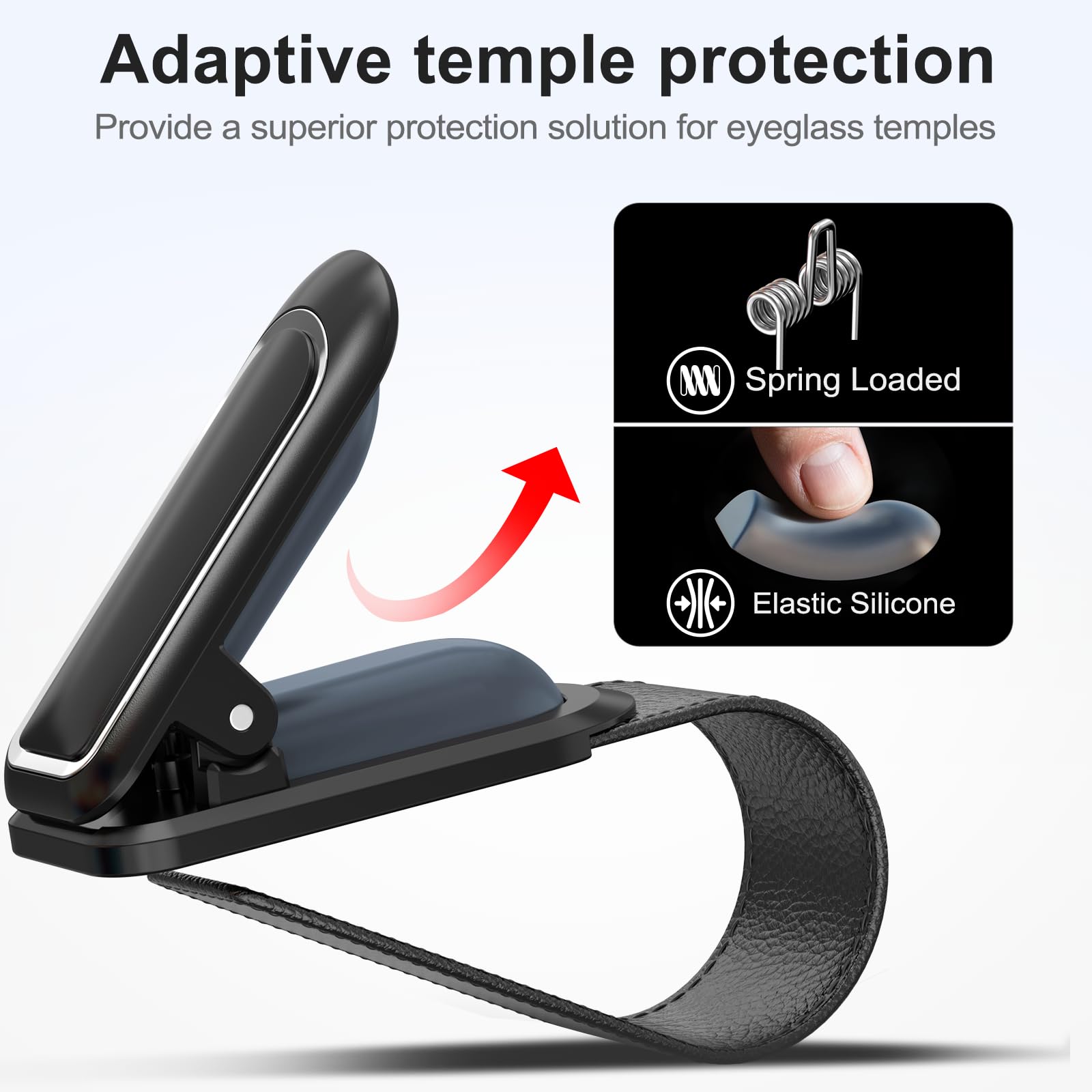 Veharvim metal-core clip wrapped in PU leather secures the visor attachment