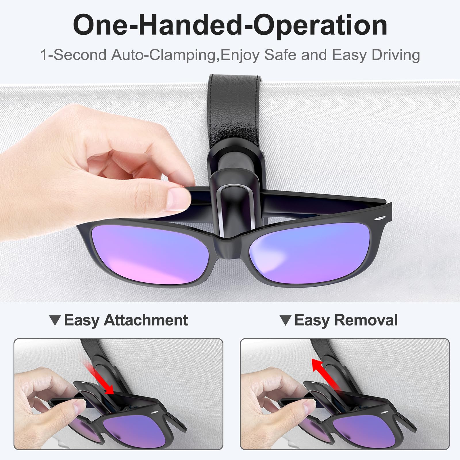 Veharvim clip with silicone padding protects the car visor from scratches