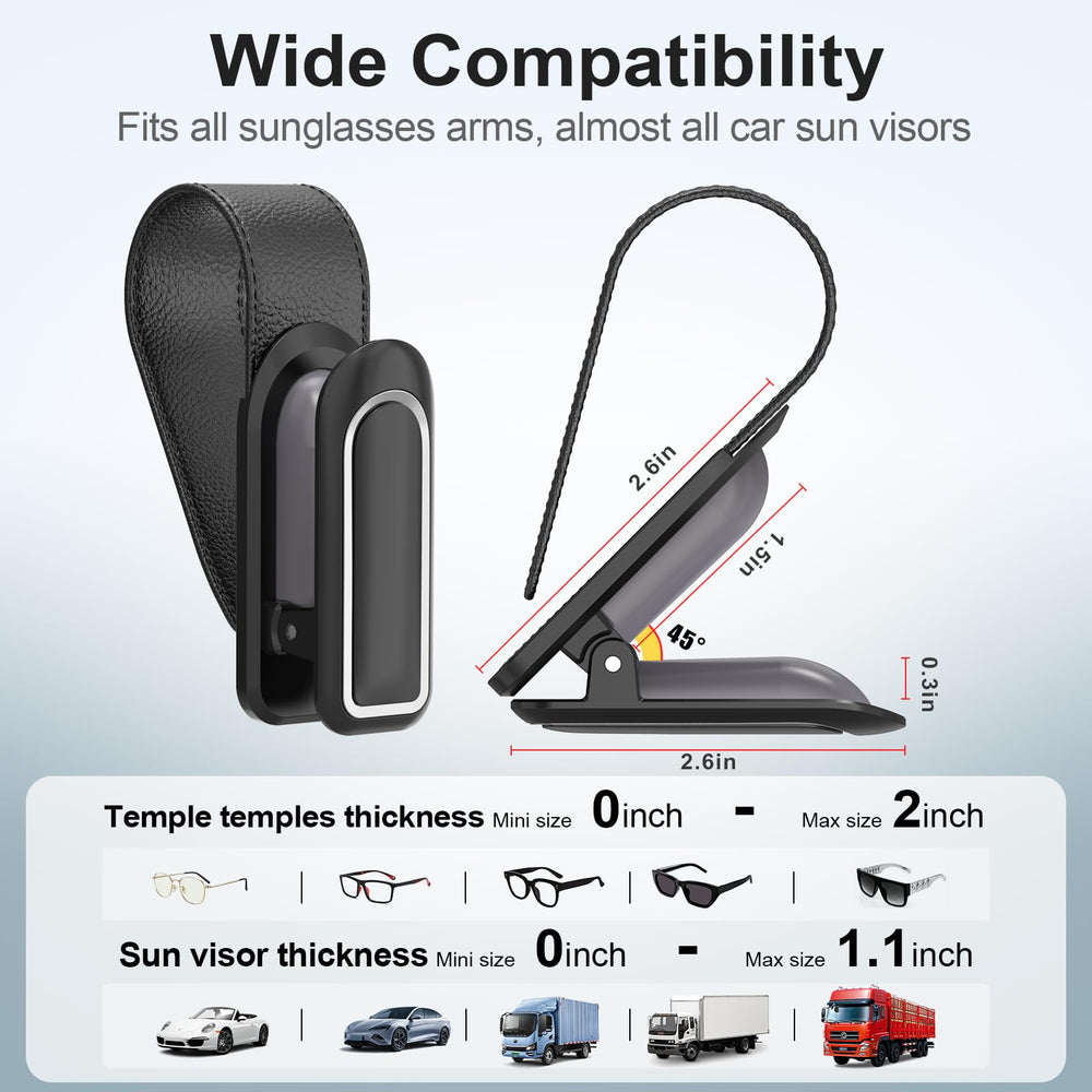 Veharvim universal-fit clip accommodates various visor sizes for sunglasses and small items