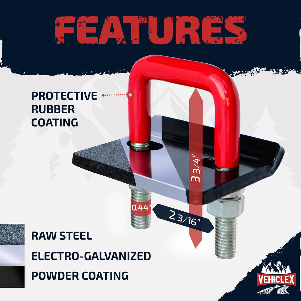 Vehiclex 0.44-inch U-bolt close-up demonstrating rugged, secure mounting.