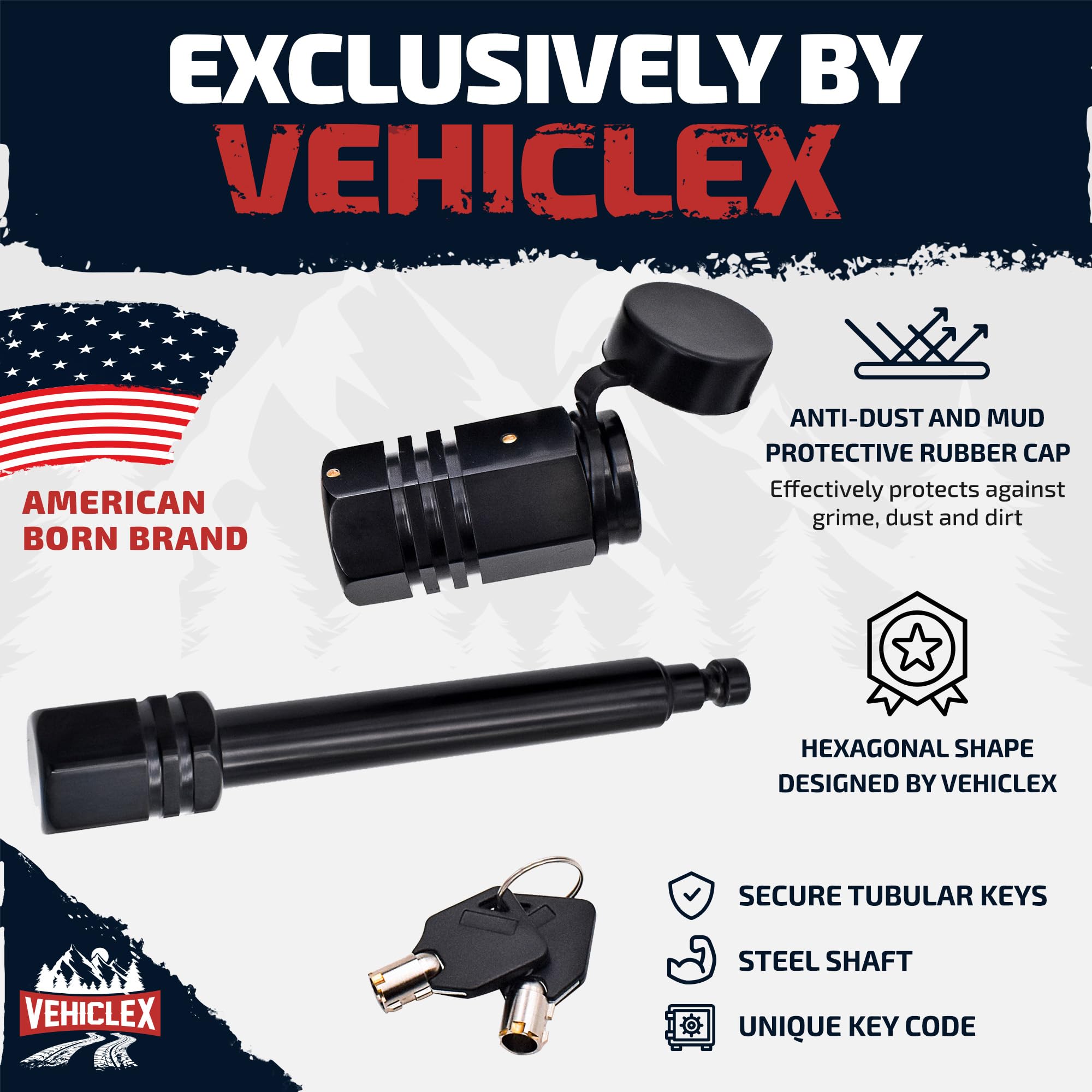 Vehiclex dust-cap protects the key slot from mud and debris during trips.
