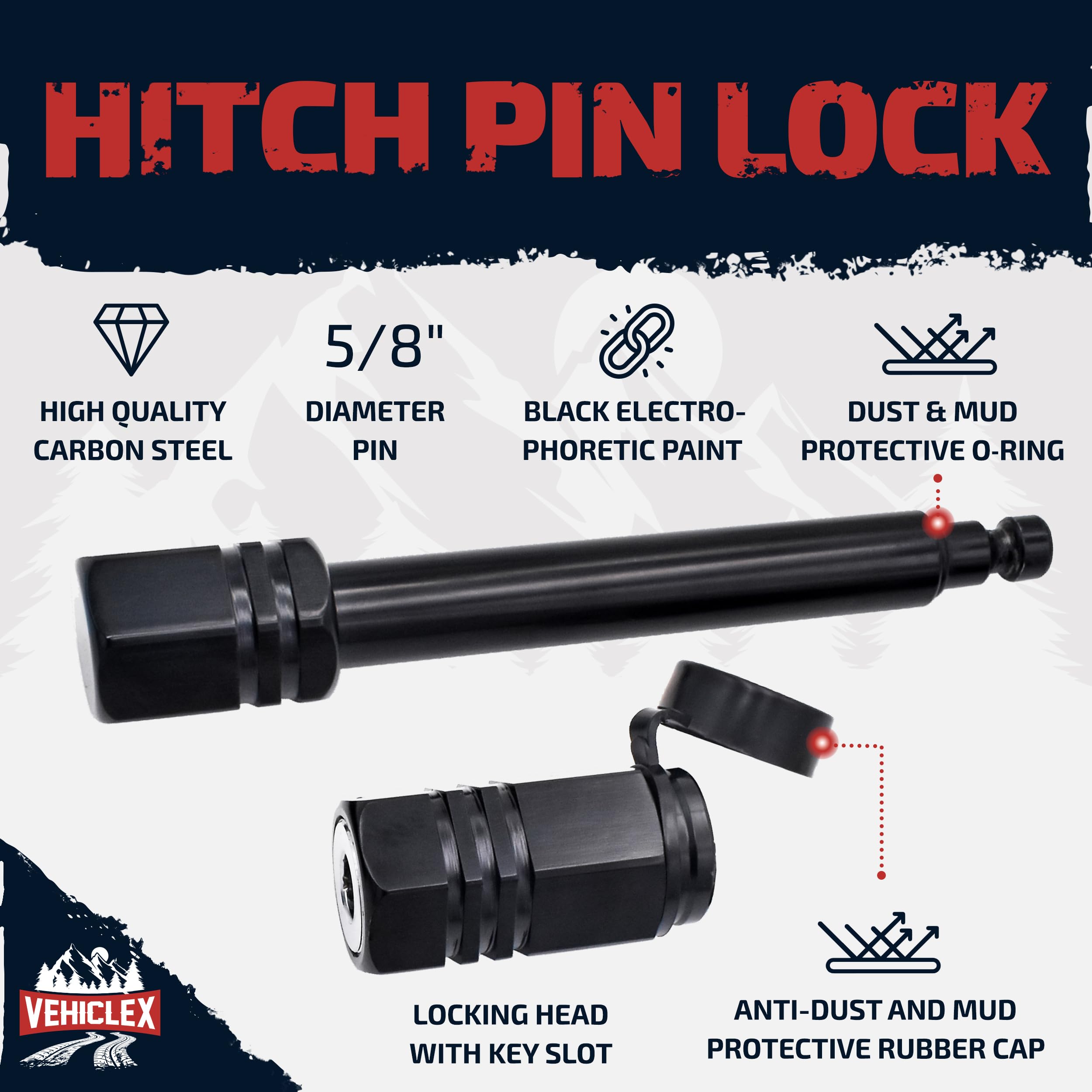 Vehiclex hitch pin lock tubular key system demonstrates high-security design.