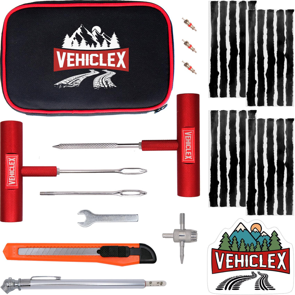Vehiclex tire repair kit with aluminum handles for quick roadside fixes
