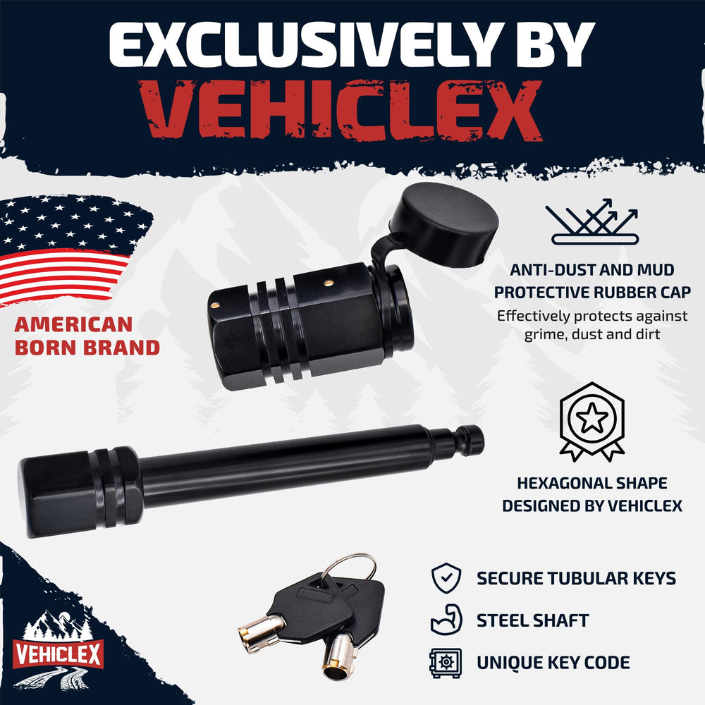 Vehiclex tubular-key closeup demonstrates exclusive access control for hitch pin.