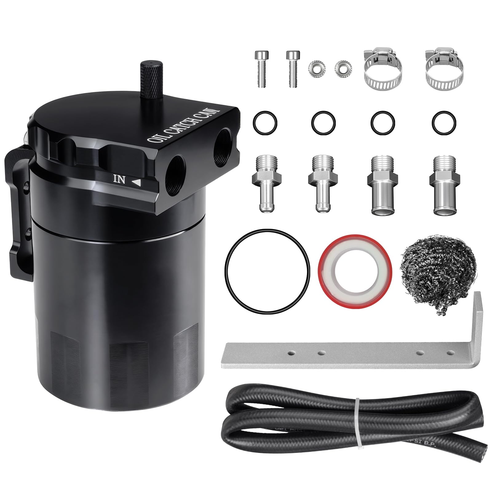 VehiMata 300ml oil catch can front view improves PCV cleanliness and efficiency