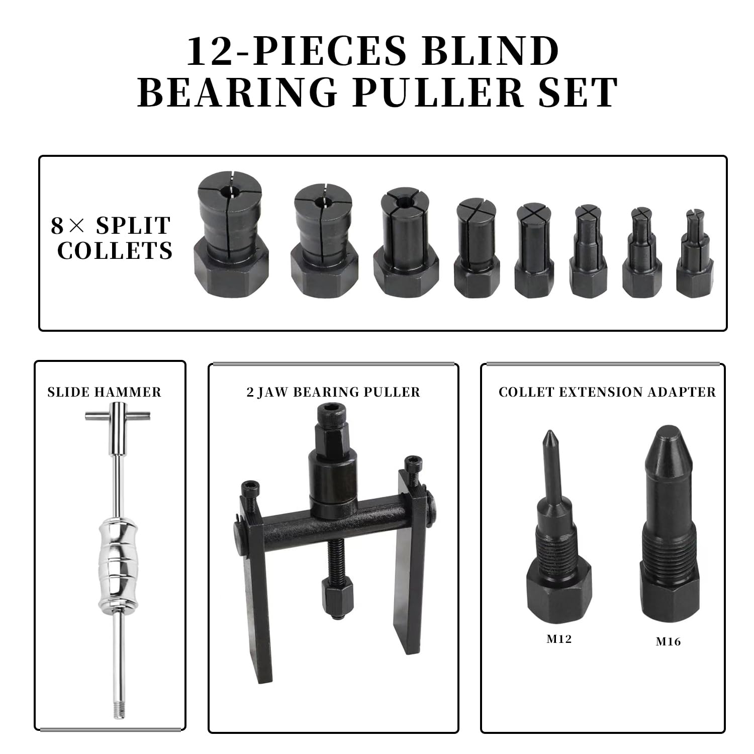 VEHIRETL slide hammer with 2-jaw puller enables precise bearing removal.
