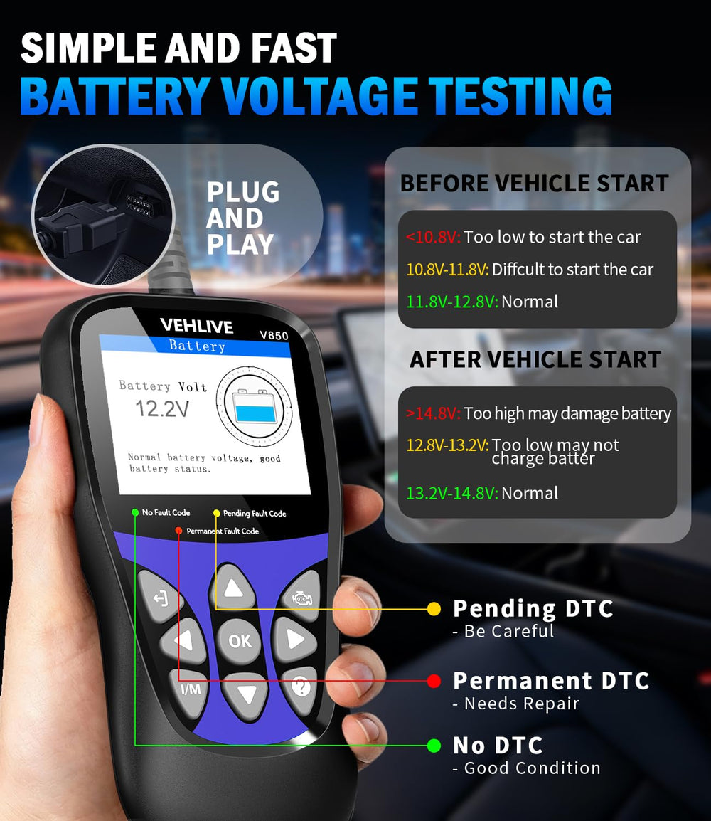 VEHLIVE V850 EVAP test helps detect possible fuel system leaks.