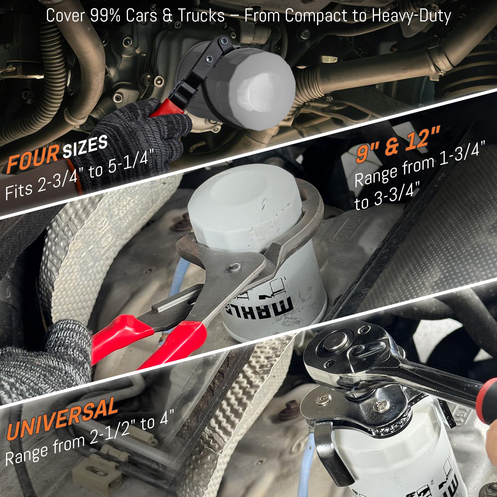VEIYIE swivel-head oil wrench demonstrates flexible access in tight spaces.