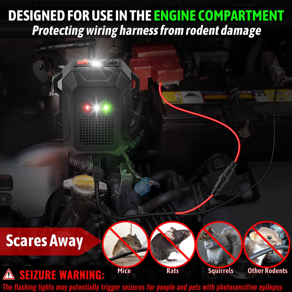 Vekibee LED strobe lights provide visible deterrence in the engine area