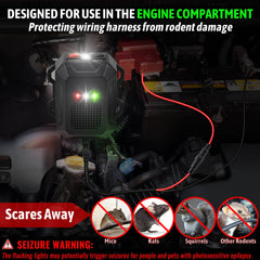 Vekibee LED strobe lights provide visible deterrence in the engine area