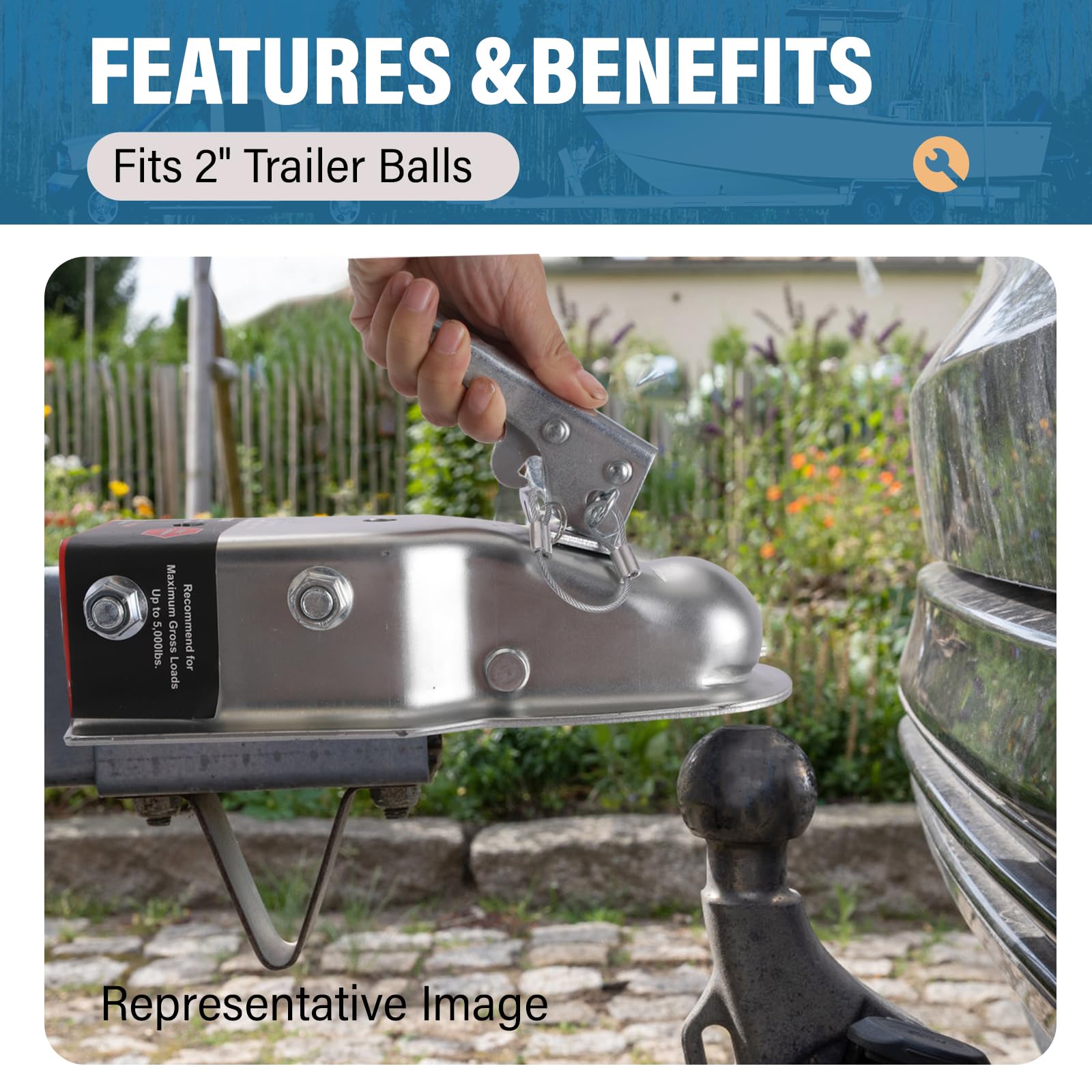 VEKINSE 5,000-lb capacity supports utility and equipment trailers.