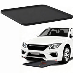 VeloZap oil drip pan under car protects garage floors from leaks.