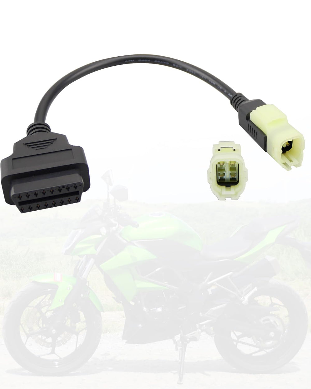 VelvetunVillay OBD2 cable enabling 4-pin to 16-pin diagnostics for motorcycles