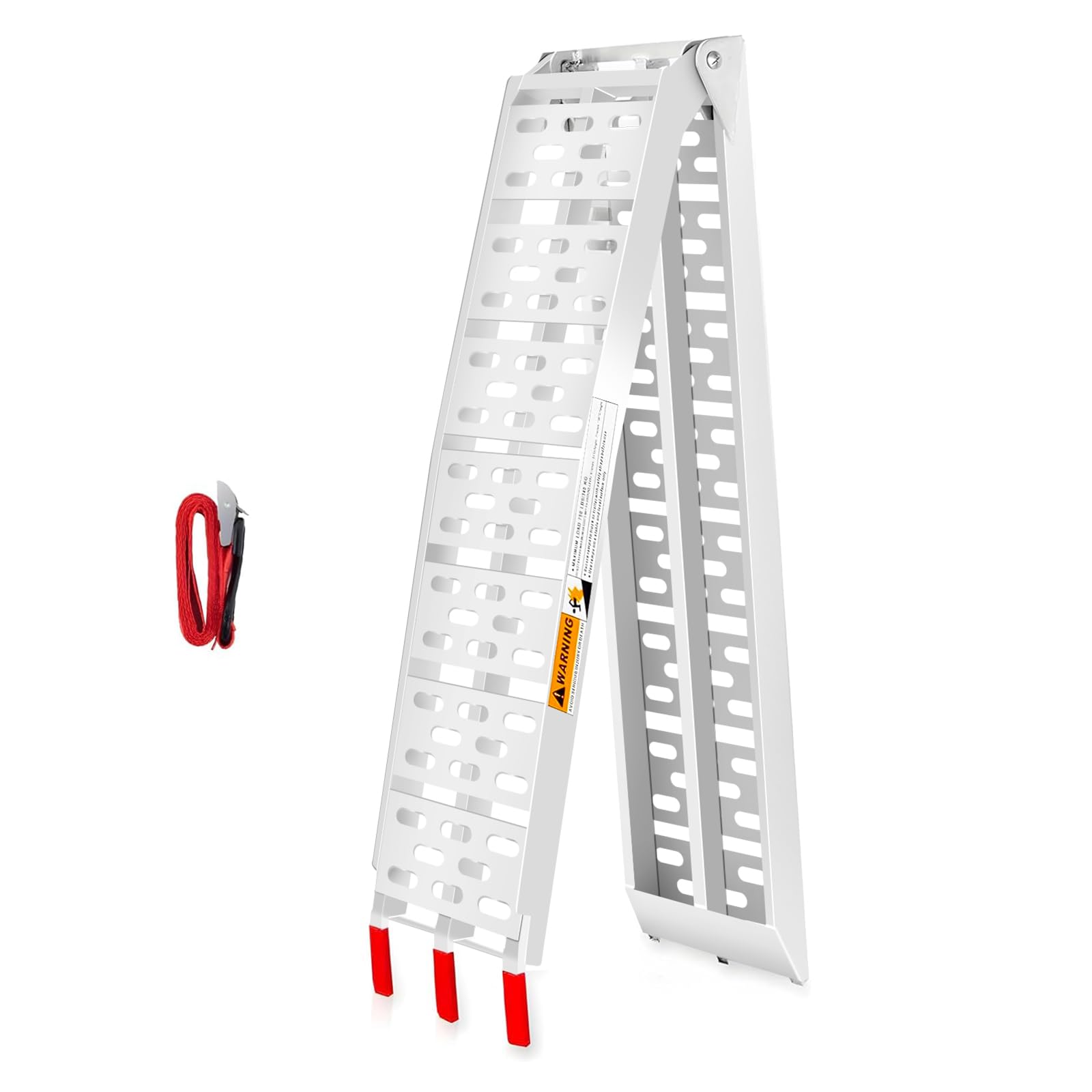 VENDAV 89-inch aluminum motorcycle ramp ready for loading on a pickup bed