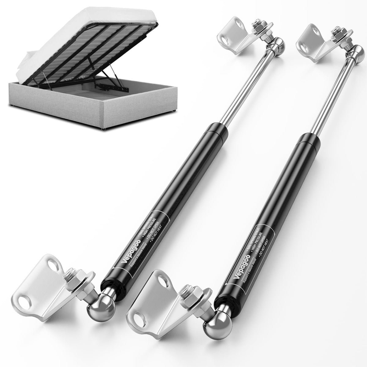 Vepagoo 20-inch gas struts lift a heavy lid smoothly for easy access.