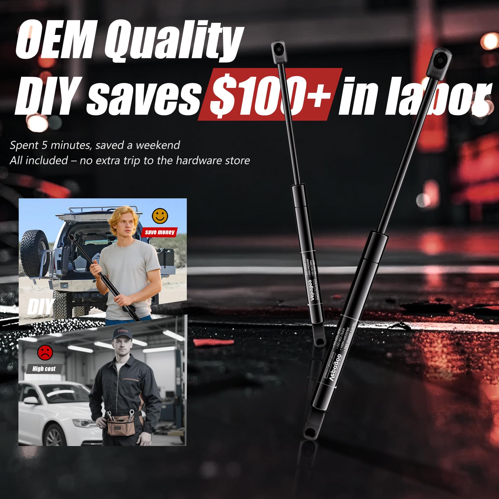 Vepagoo 6421 durability test shows long-lasting materials for Excursion shocks.