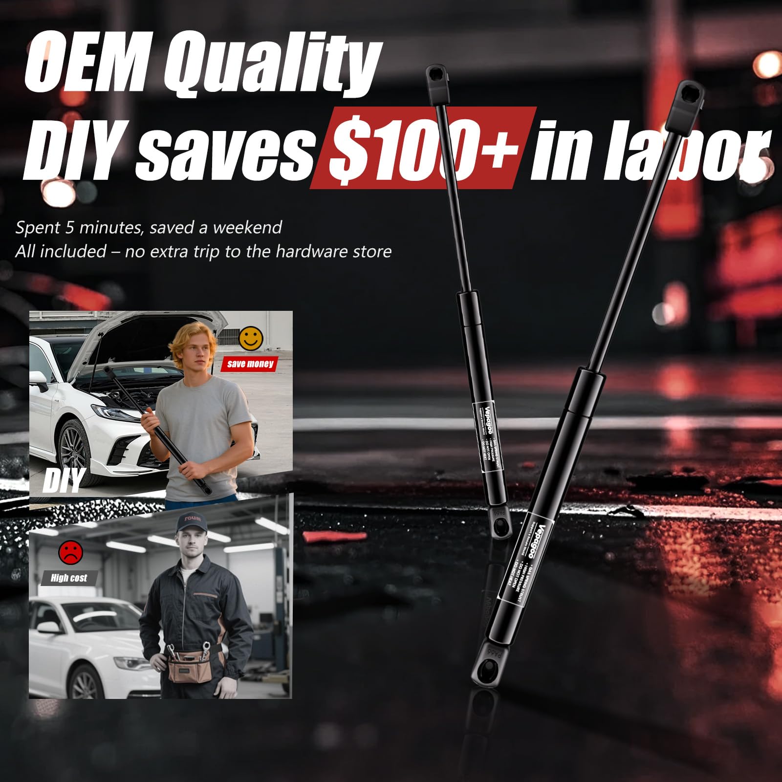 Vepagoo all-weather tested performance supports reliable hood lifting