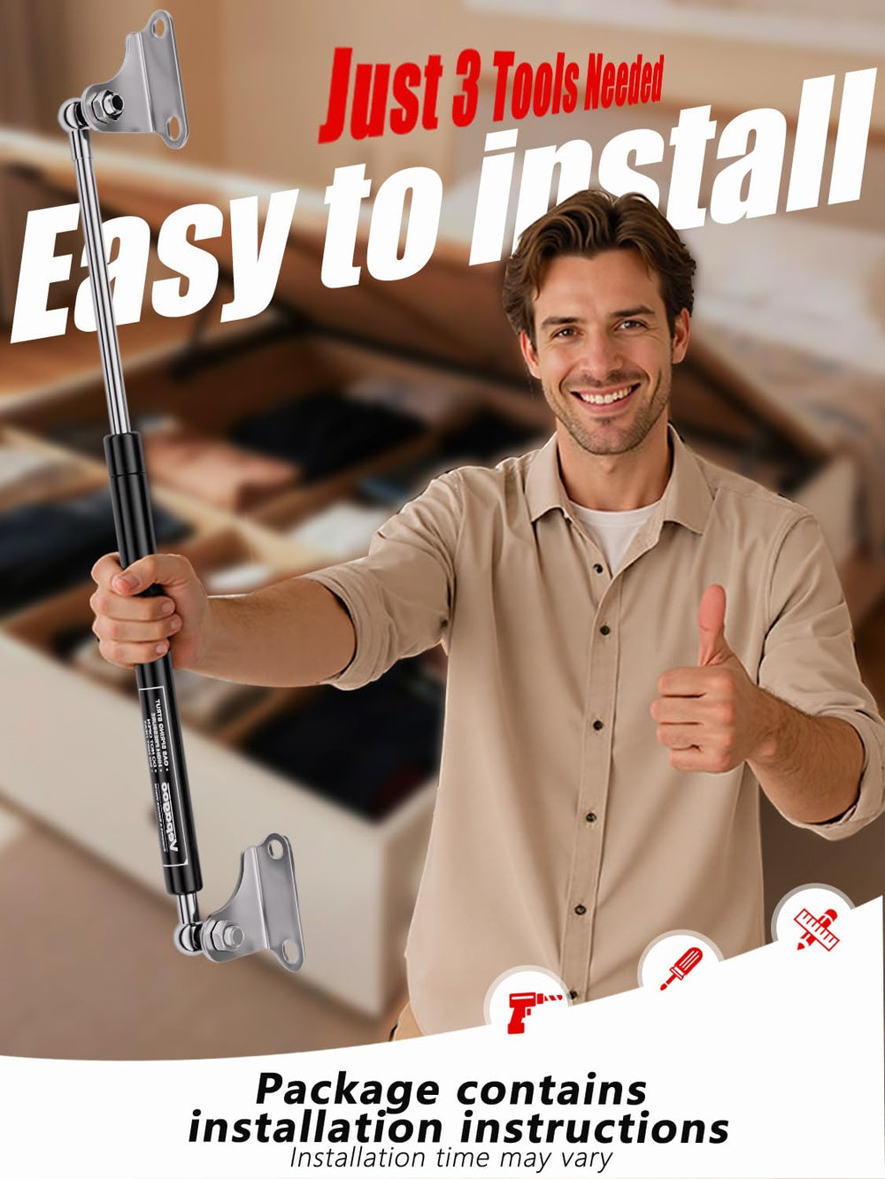 Vepagoo extended length of 14.96 inches demonstrates wide lid compatibility.