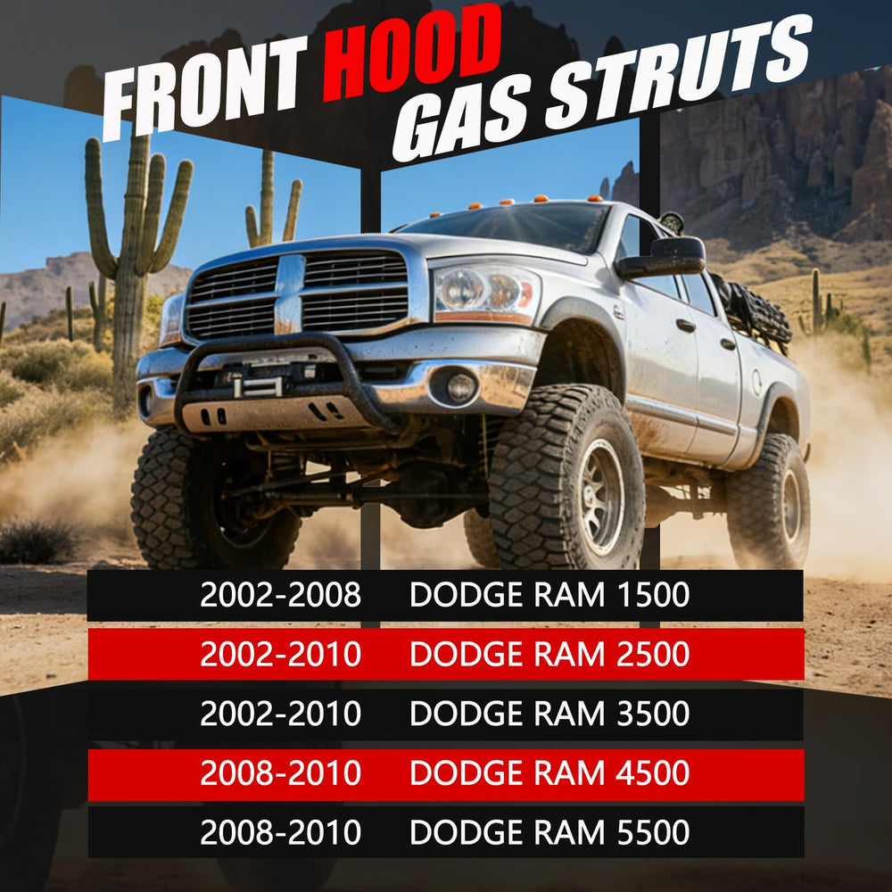 Vepagoo hood struts close-up highlighting rust-resistant coating